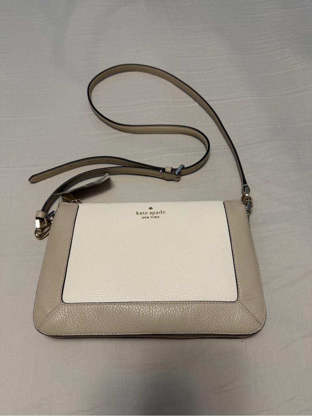 kate spade Two-Tone Pebbled Leather Crossbody - Cream/Beige